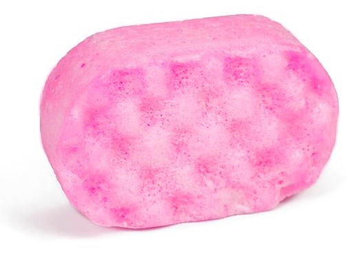 A pink exfoliating soap